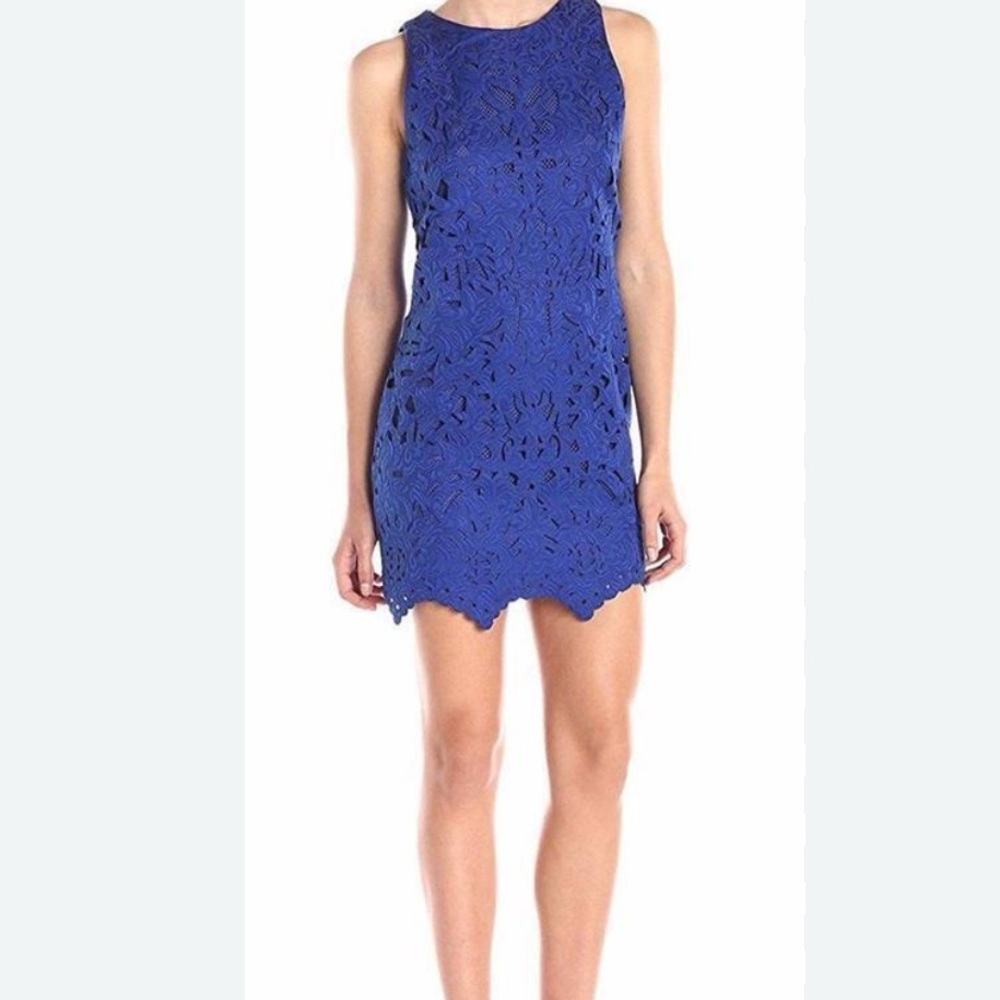 Blue Sleeveless Sheath Mini Dress